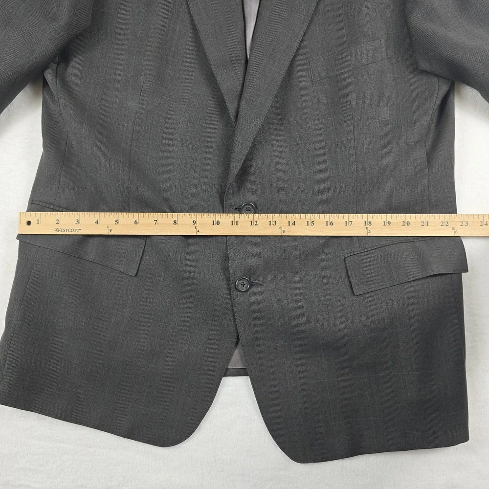 Polo Ralph Lauren Vintage 46R Gray Plaid Suit Jacket Sport Coat Blazer USA‎ Made